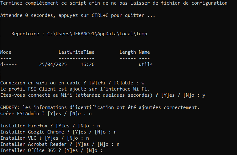 Capture de l'ancienne version du script