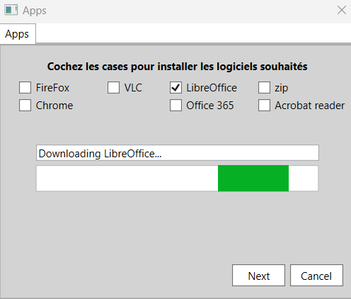 Capture de la première version de l'application