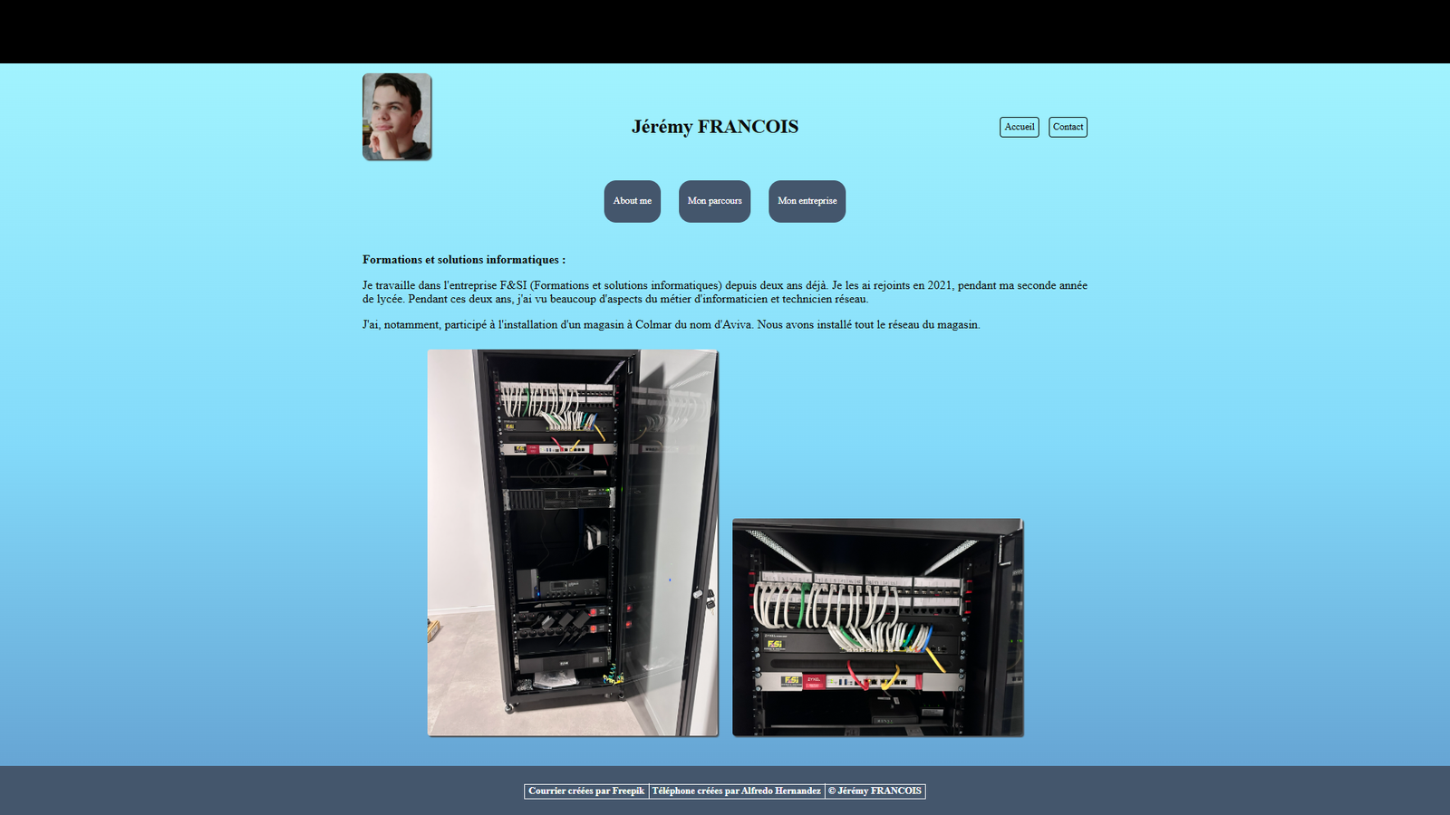 Capture d'écran : Premier site internet (SAE14)